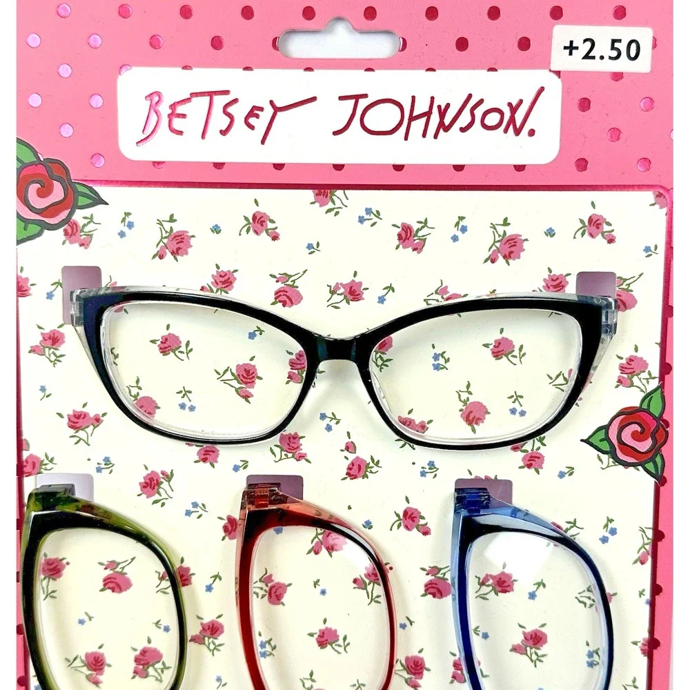 Betsey Johnson Reading Glasses 4 Pack +2.50 Floral Readers Gift Set Cute Frames